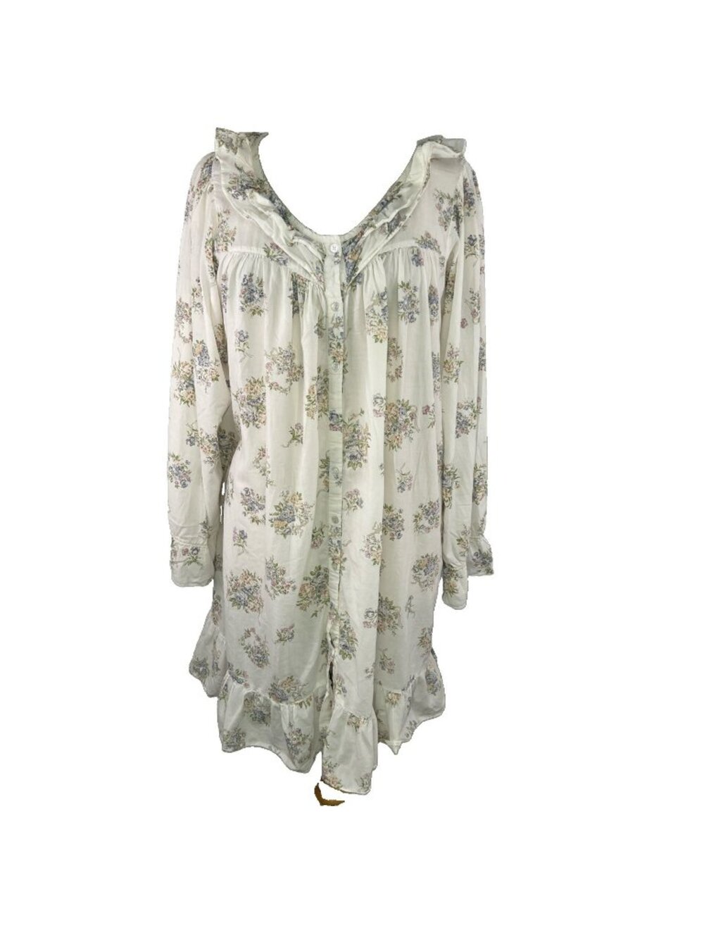 Vtg Victorias Secret Medium Cotton Floral Button Down Nightgown Cottagecore